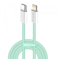 ColorWay Cablu Date si Incarcare USB-C - Lightning ColorWay CW-CBPDCL061, 27W, 1m, Verde - evomag