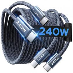 Lisen Cablu Date si Incarcare USB-C - USB-C Lisen YL0123070023, 240W, 2m, Set 2 bucati, Albastru