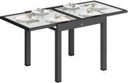 Outsunny Bővíthető Kerti Asztal Edzett Üveglappal 80-160x80x75 cm Fekete