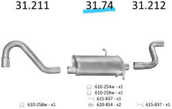Edex 31.74 - Kipufogó hátsó dob VOLVO 740 2.0, 2.3, 2.4 D, 2.8 (1988-1997) (E31_74)