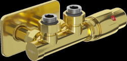 Mexen G00 termosztatikus szögletes készlet takaróval S, Duplex, DN50, arany - W907-900-910-50 Termosztatikus fej készletek (5905315237293)