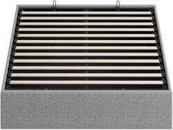 HomCom Tárolóhelyes Franciaágy 190x140 cm, Nyárfa Lécekkel, Gázrugóval és Szövettel, Szürke