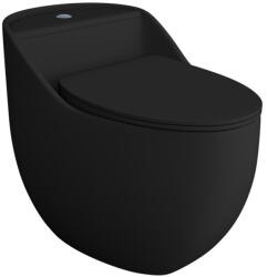 Lavita SILIA RIM BLACK monoblokkos wc Soft Close ülőkével, matt fekete 5900378332527 (5900378332527)