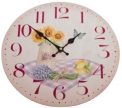 Perfecto Óra napraforgó kockás terítőn, 34cm, fa (54)