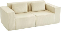Homcom Canapea 3 Locuri Modulară cu Șezut Adânc, Cotiere Largi și 2 Perne din Catifea Texturată, Bej