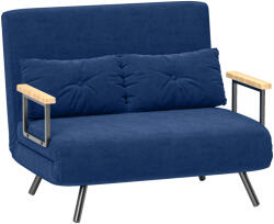Homcom Canapea Extensibilă 3 în 1 din Material cu Aspect Catifelat cu Spătar Reglabil și 2 Perne, 102x73x81 cm, Albastru