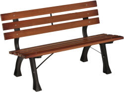Outsunny Bancă de Grădină cu 2 Locuri din Fontă și Lemn de Brad, 120x57x70 cm, Culoare Cafea