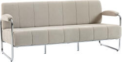 Homcom 3 Személyes Modern Kanapé Chenille Kárpitozással Bézs, Acélból, Habszivacsból és Rétegelt Lemezből, 174x75x76 cm