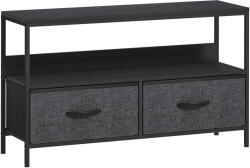 HomCom Mobilier TV pentru 47" cu Sertare Pliabile din Material Textil și Raft din Metal și MDF, 98x29x56 cm, Negru