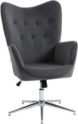 Homcom Fotoliu de Living Rotativ cu Cotiere din Catifea, cu Funcție de Balansare și Reglabil pe Înălțime, Gri Închis