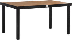 Outsunny 6 személyes kerti asztal alumíniumból, kültéri asztal műanyagból teraszra és erkélyre, fekete és fa szín