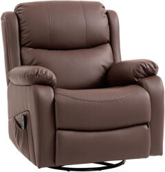Homcom Fotoliu Relax Reclinabil cu 8 Puncte de Masaj, Încălzire și Suport pentru Picioare, 87x97x100 cm, Maro
