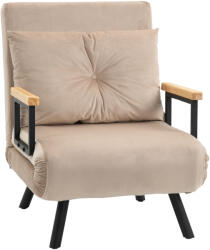 Homcom Canapea Extensibilă cu Spătar Reglabil pe 5 Nivele, Canapea Pat Individuală Pliabilă cu Perne, 63x73x81 cm, Negru