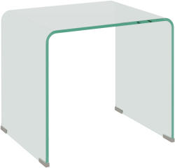 HomCom Modern Üveg Kávézóasztal Csúszásmentes Lábakkal, 50x40x45 cm, Átlátszó