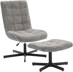 Homcom Fotoliu Reclinabil cu 4 Niveluri și Suport pentru Picioare Independent, Material Catifelat, 66x80x93-104 cm, Gri