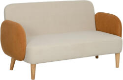 Homcom Két Személyes Nordikus Stílusú Kanapé Szövet Kárpittal, Fa Karfákkal és Lábakkal, 138x73x74 cm, Krémszínű Fehér