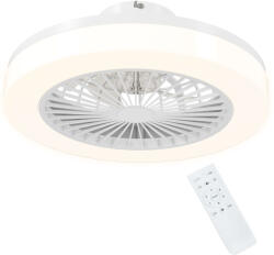 HomCom Ventilator de Tavan cu Lumină LED Reglabilă și 6 Viteze, din Plastic și Acrilic, Ø46x16 cm, Alb