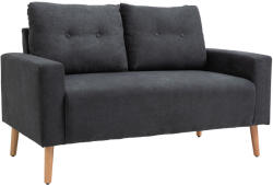Homcom 2 Személyes Kanapé - Szürke, Steppelt Háttámla és Fa Keret