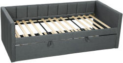 HomCom Egyszemélyes Ágy Kihúzható Második Ággyal, Textil Kárpitozás és Karfa, 205x181x70 cm, Sötétszürke