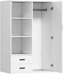 Homcom Modern Szekrény 2 Fiókkal, Nyitott Polcokkal és Ruhatartóval, Fehér