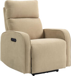 Homcom Fotoliu Electric Reclinabil din Catifea cu Suport pentru Picioare, Suport pentru Cap Reglabil și Porturi, 80x93x103 cm, Bej