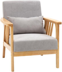 Homcom Modern Fotel Bársony - Fa és Párna Hálószobába/Nappaliba