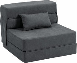 Homcom Fotoliu Pat Pliabil Convertibil în Șezlong și Saltea, 80x80x64 cm, Gri Închis