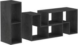 HomCom TV-szekrény 75" -os tévéhez, 2 L alakú polccal és téglalap alakú tárolóval, 134-180x30, 5x44 cm, fekete