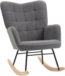 Homcom hintaszék karfákkal, acél váz és bükkfa talp, 71x98x101 cm, sötétszürke