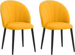 HomCom Set 2 Scaune de Luat Masa cu Design Nordic din Metal și Material cu Aspect de Catifea, Galben și Negru, 52x54x79 cm