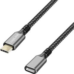 LogiLink USB 3.2 Gen2 Tip-C cablu, C/M-USB-C/F, PD, aluminiu, negru/gri, 1 m