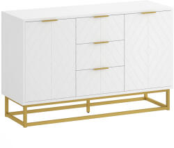 Homcom Modern Fehér Szekrény - Konyhai Tálalószekrény 3 Fiókkal