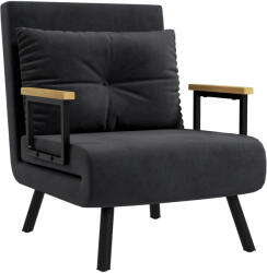 Homcom Canapea Extensibilă cu Spătar Reglabil pe 5 Nivele, Canapea Pat Individuală Pliabilă cu Perne, 63x73x81 cm, Negru - pepita - 72 913 Ft