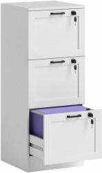 HomCom Casetieră pentru Documente cu 3 Sertare, Încuietori și Spațiu pentru Imprimantă, din Lemn, 40x40x101 cm, Alb