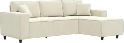 Homcom Canapea cu șezlong la 3 locuri din material textil cu efect de catifea, spumă și nailon, 241x153x83 cm, alb crem