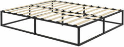 HomCom 35 cm magas ágykeret dupla acél platformmal, rétegelt lemez lécekkel és tárolóhellyel, 190 x 160 cm, fekete