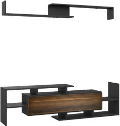 HomCom TV-szekrény fali polccal, nyitott polcokkal és zárt szekrénnyel, 153, 6x25x42 cm, fekete