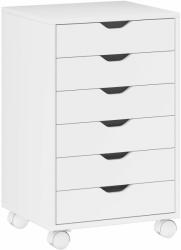 HomCom Dulap de Birou cu 6 Sertare, 4 Roți și Sistem de Blocare, 40x35x63 cm, Alb