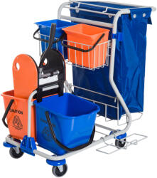 Homcom tisztító készlet, kocsi, 4 vödör 18l / 6l, vízálló szemeteszsák, kék-narancs