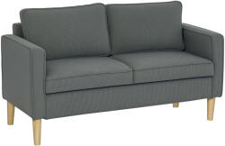 Homcom Modern Kétszemélyes Kanapé 2 Levehető Párnával, Tárolóhellyel és Fa Lábakkal, 140x63x79 cm, Szürke