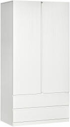 Homcom Fehér szekrény ruhaakasztó rúddal és 2 kihúzható fiókkal, 100x60x200 cm