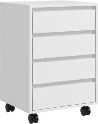 HomCom Comodă de Birou cu 4 Sertare și Roți cu Frână din MDF, 46x40x65 cm, Alb