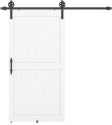 Homcom Ușă Glisantă în Stil Country cu Șină și Mâner din Lemn și Oțel, 106, 6x213, 4 cm, Alb și Negru