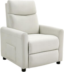 Homcom Fekvőfotel 135°-os Szögben, Lenhatású Anyagból, Hab, Acél és Fa, 73x86x100 cm, Krémszínű