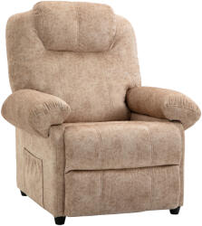 Homcom Relax Dönthető Fotel Textilből Visszahúzható Lábtartóval és Oldalzsebbel, Bézs