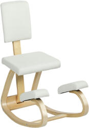 Homcom Ringató Térdszék Lenhatású Szövetbevonattal és Nyírfából, 51x84x93 cm, Krém