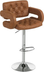 Homcom Taburet de Bar cu Spătar și Cotiere, Înălțime Reglabilă și Suport pentru Picioare, Piele Ecologică Maro