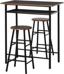 HomCom Bárszett asztal 2 székkel, MDF / fém, 80x50x90 cm, fekete / barna
