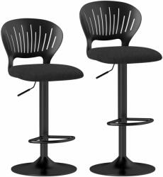 Homcom Set 2 Scaune de Bar Respirabile din Material Textil cu Efect de In și Metal cu Suport pentru Picioare, 40, 5x43x84-105 cm, Negru