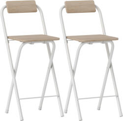 Homcom 2 db Összecsukható Bárszék Lábtartóval, MDF és Acél, Fekete